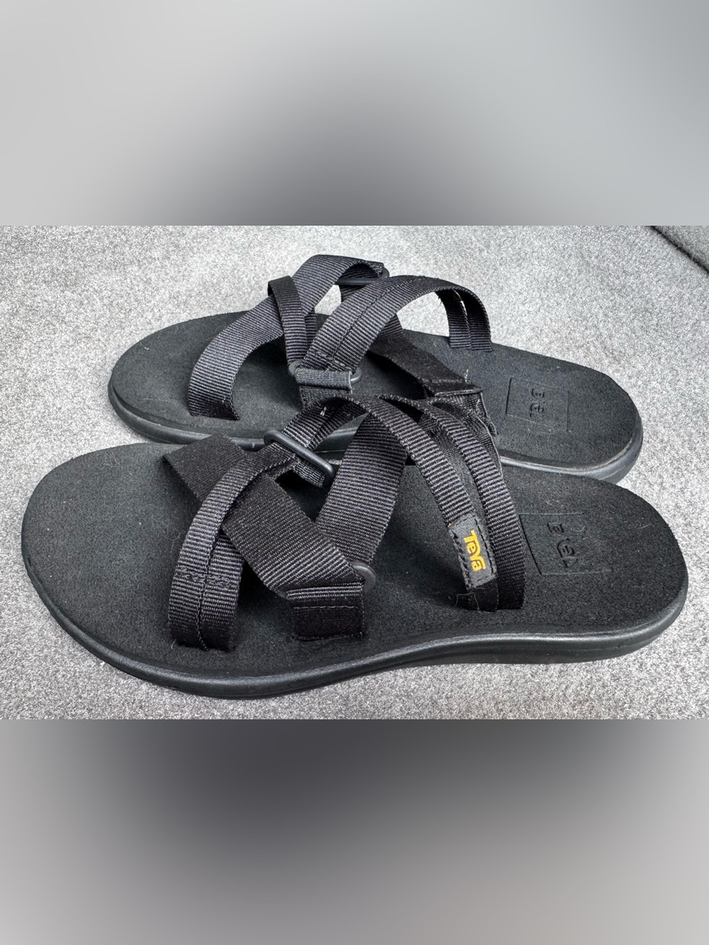 Teva Voya Slides Sandals Black Size 5 Size EU36 Strappy Sustainable Outdoors